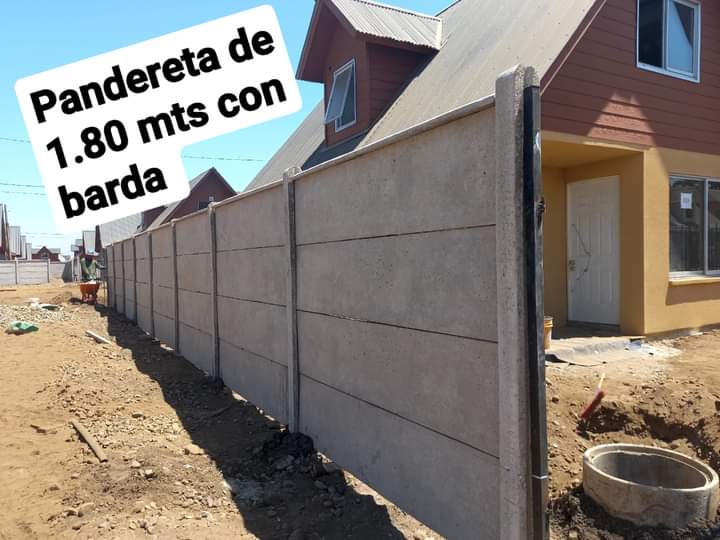 Pandereta de Hormigón Hebras de Fierro 1.80 con barda
