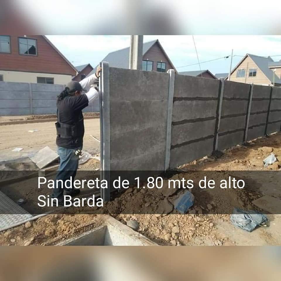 Pandereta de Hormigón Hebras de Fierro 1.80 sin barda